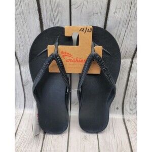 Archies Arch Support Flip Flops Mens 12 Black Rubber Slip-On Sandals High Arch
